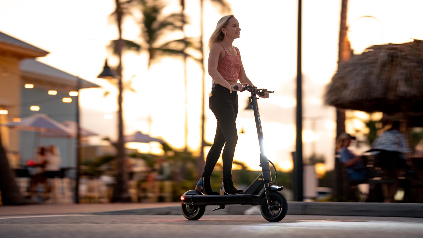 Electric scooter in a bike lane